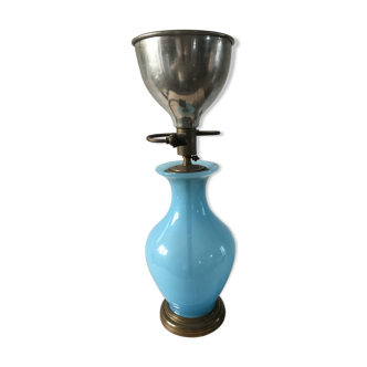 Large blue opaline lamp