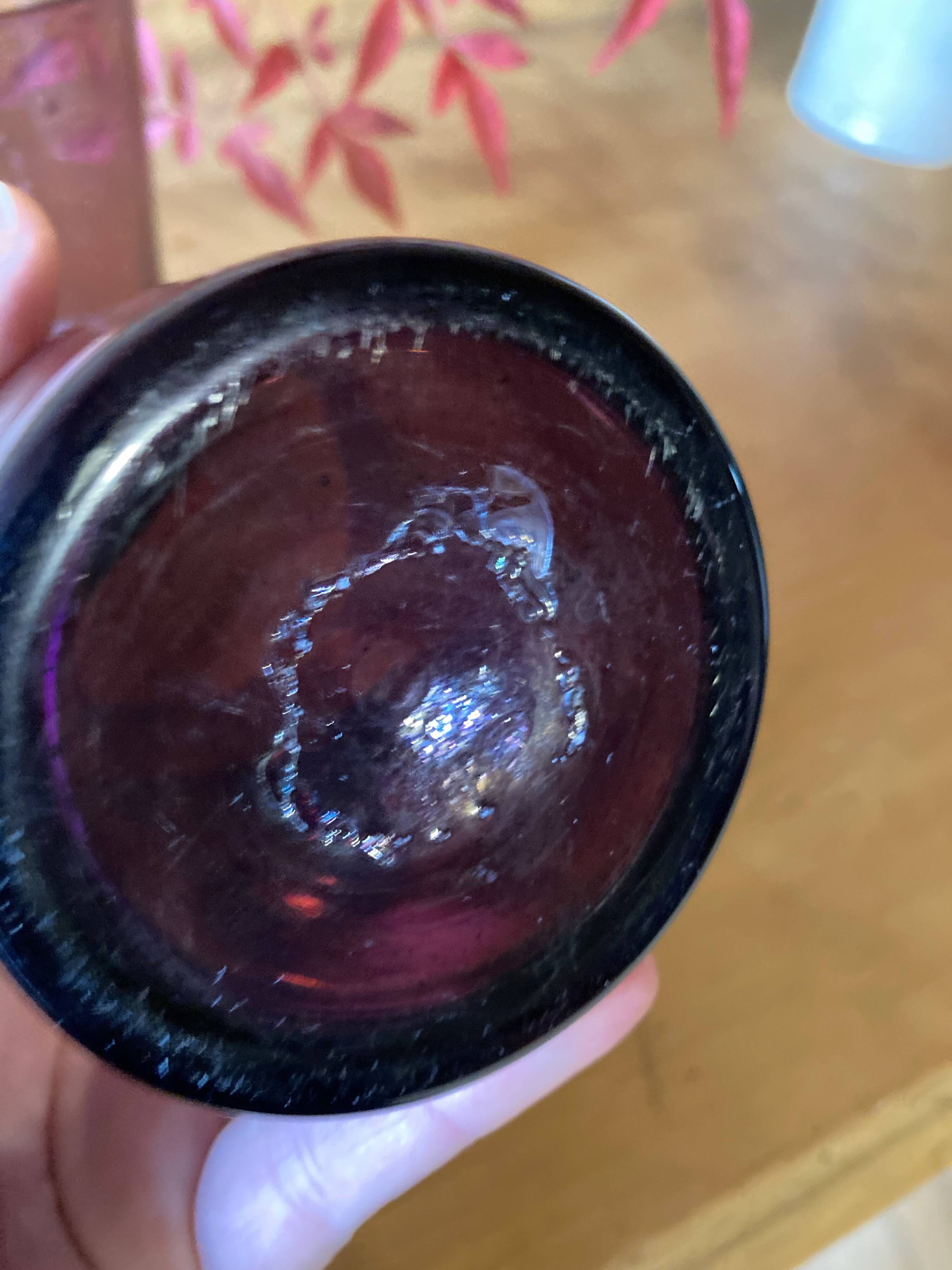 Water glasses, purple bubbled glass, Biot region