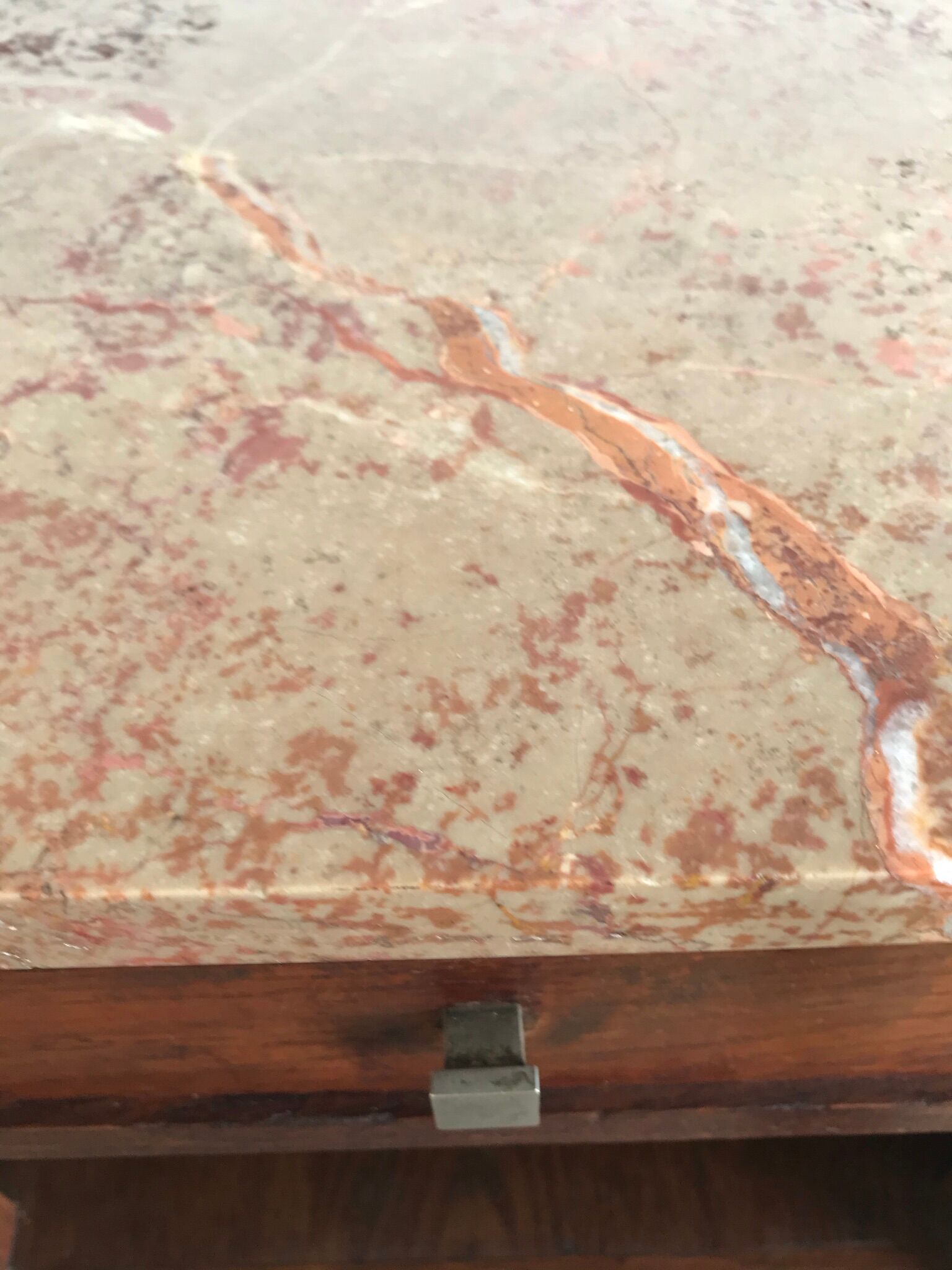 Night table / vintage bedside table tray marble marble veined Bordeau art deco year 30