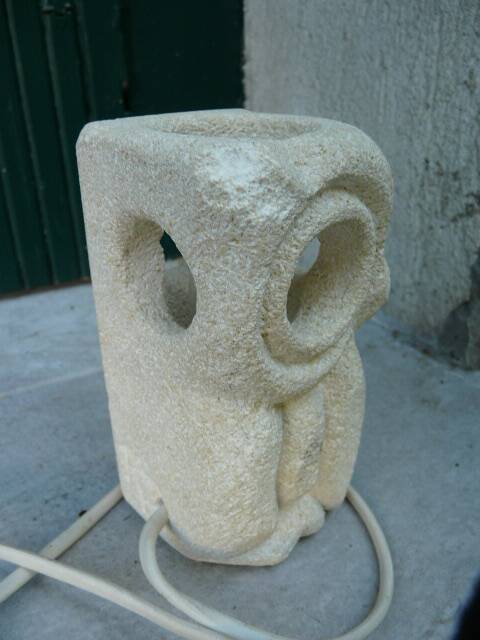 Albert Tormos vintage owl lamp in stone