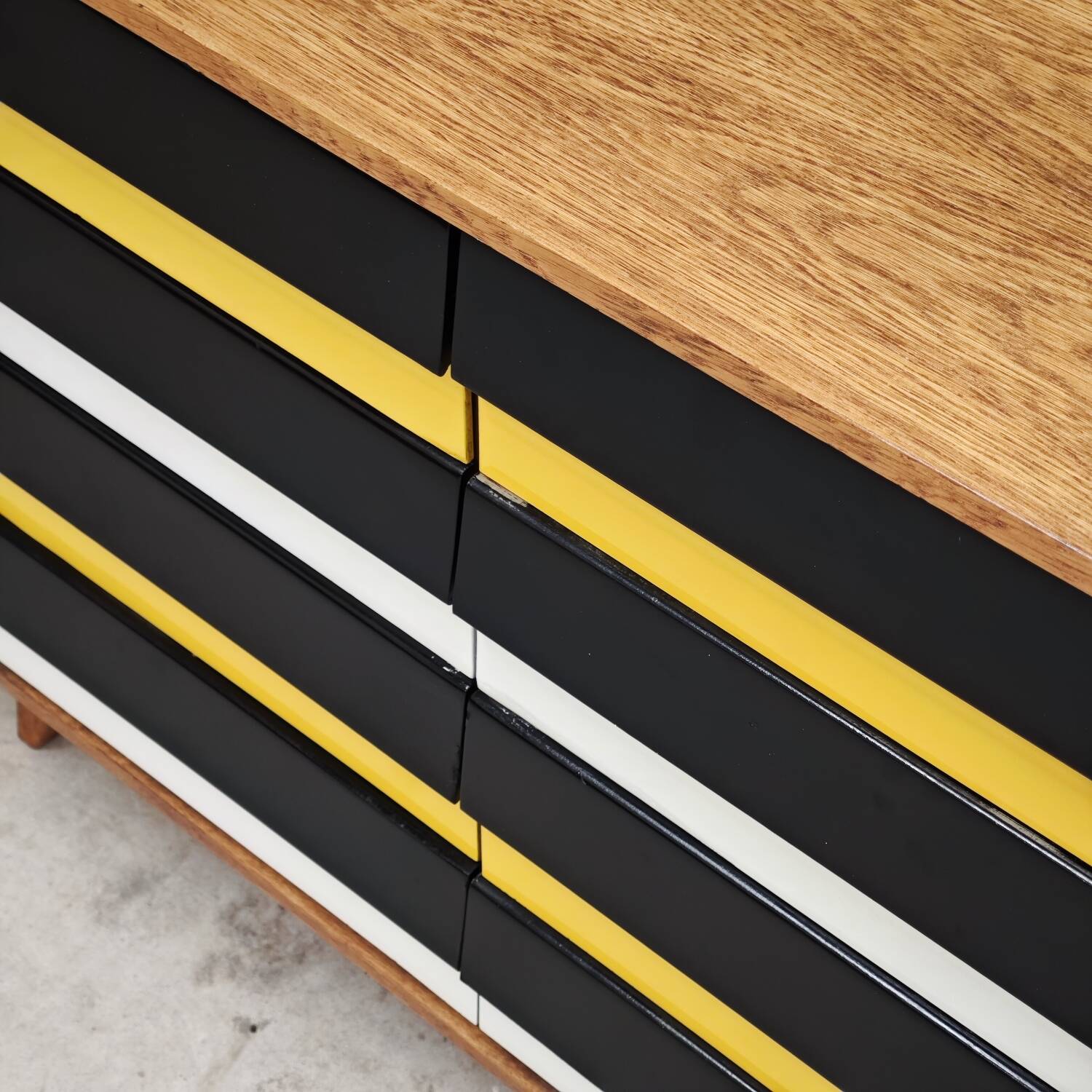 U453 yellow 8-drawer wooden sideboard by Jiri Jiroutek for Interier Praha 1960