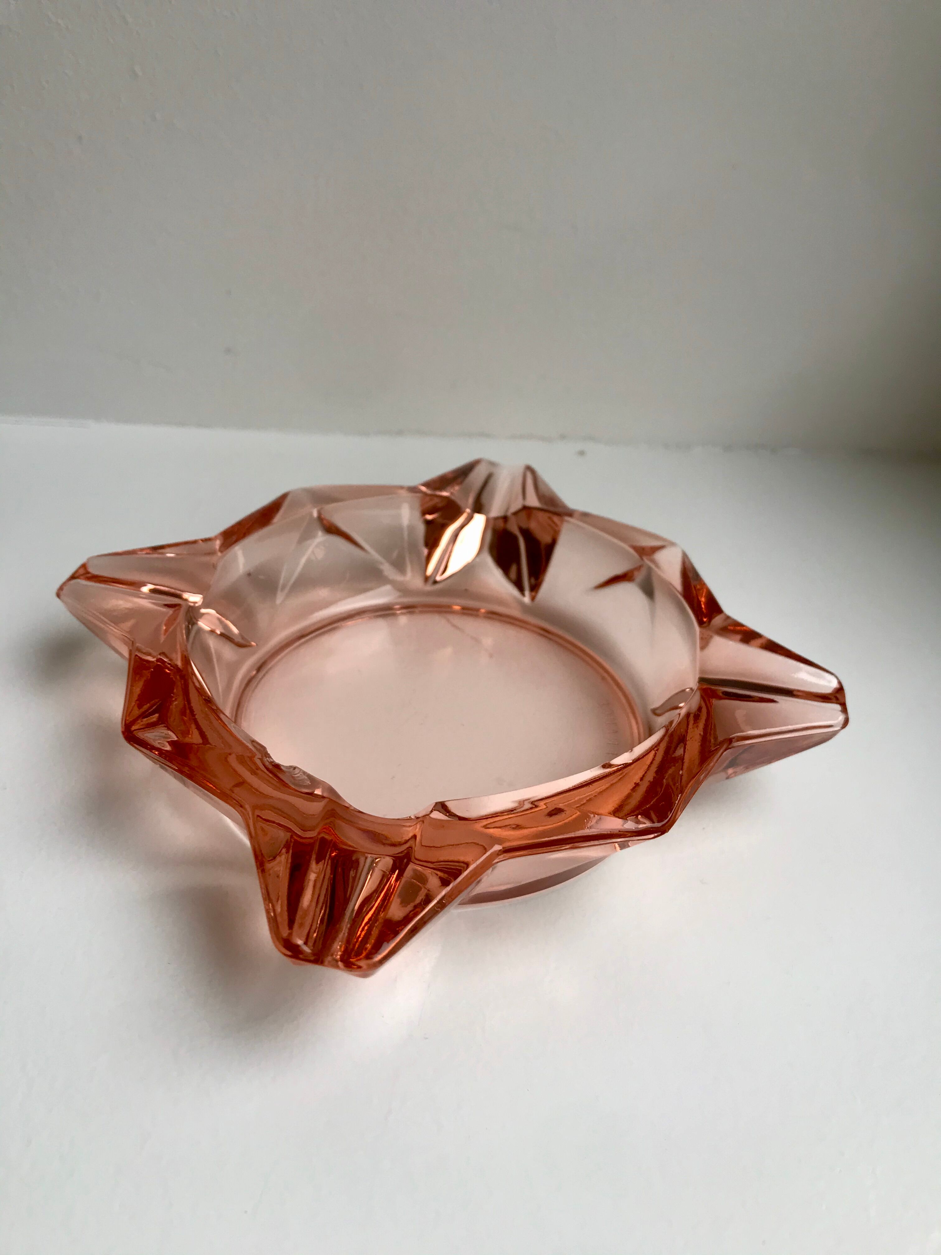 Pink glass ashtray 70s