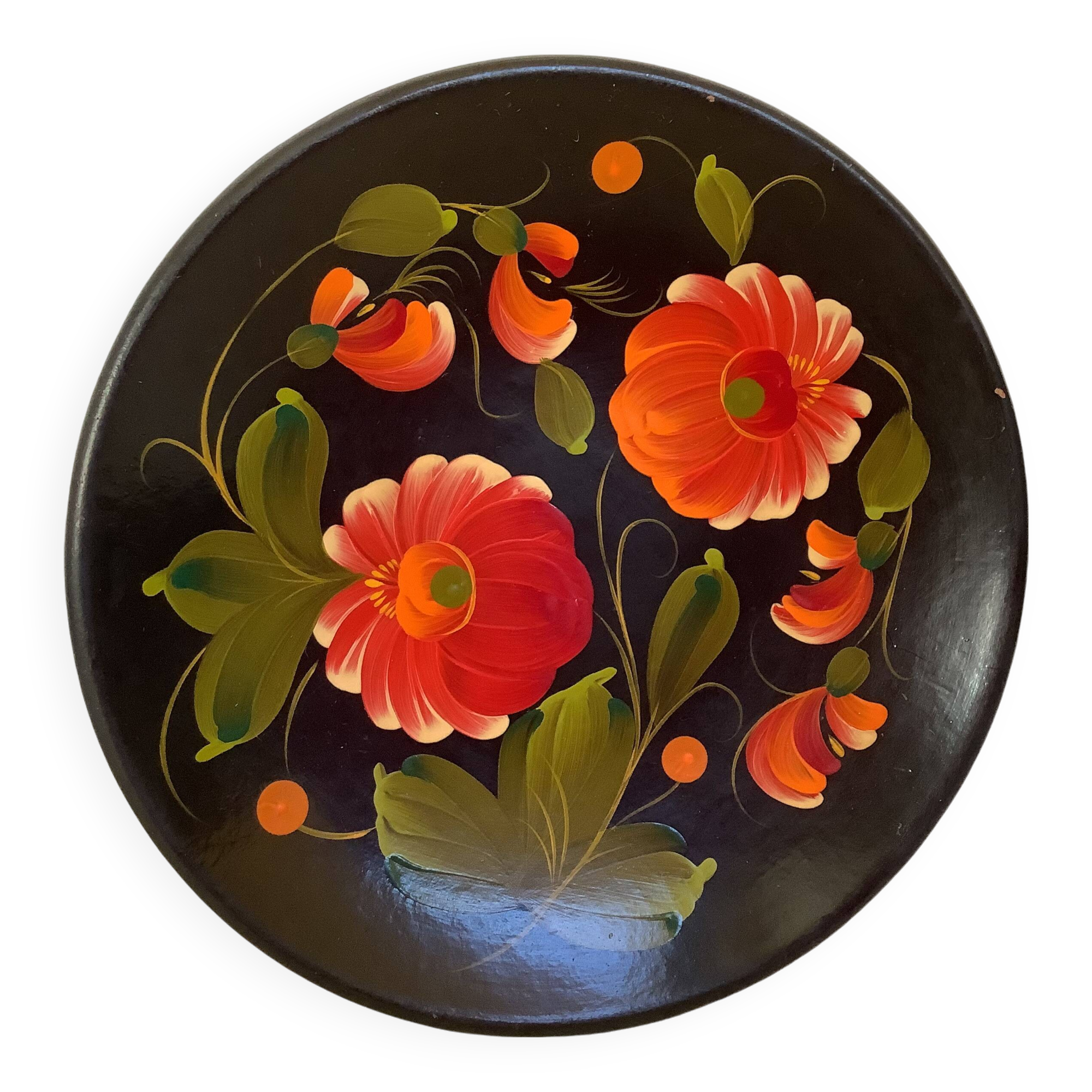 Russian hand decorated flower plate