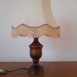 Turned wooden bedside lamp