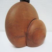 Wood lamp and vintage wool lampshade vintage, 70s