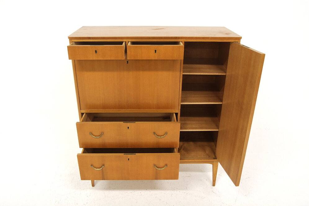 Secrétaire scandinave en orme, Suède, 1940