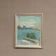 Original Swedish Oil on Canvas – "Coastal Landscape" by Erik Birger Gustavsson – Signed – Dated 1981 – Vintage and Framed – 41 × 33 cm (16.1 × 13 inches)