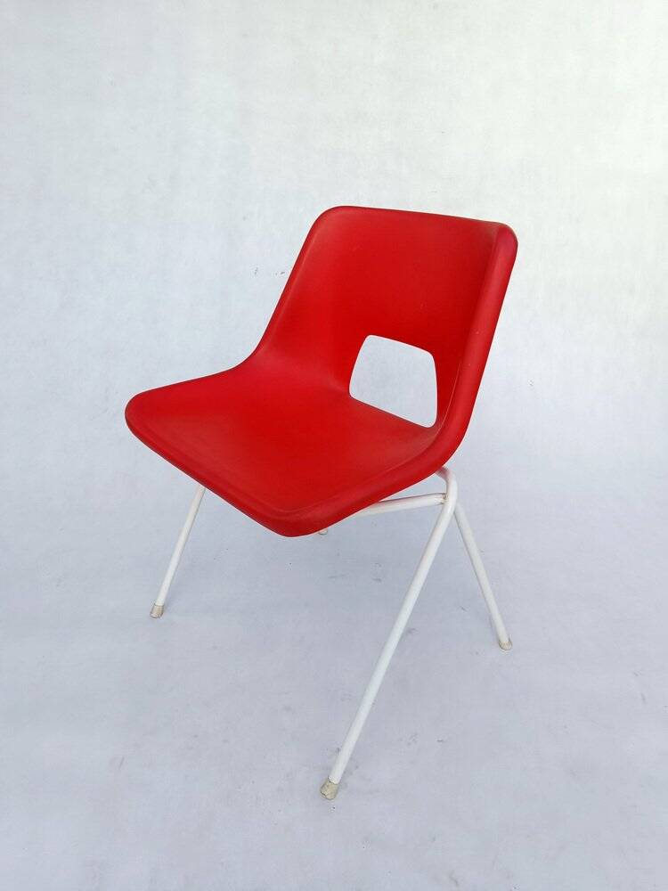 Danish plastic red chairs by Niels Gammelgaard for Ikea, 1984, set of 4