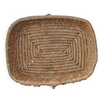 Vintage brown wicker rectangular basket, 1940s — Hungarian handcrafted weaving