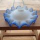 White and blue skirted opaque glass lampshade