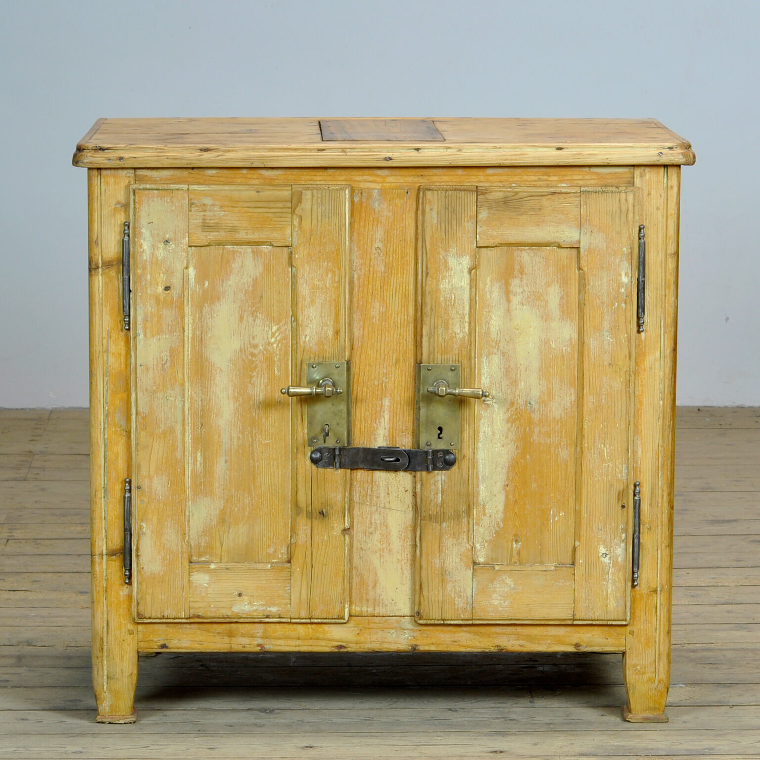Rustic european pine ice cabinet, circa 1910