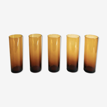 Set de 5 verres ambrés