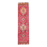 Tapis de couloir vintage rouge et rose, 80 x 306 cm