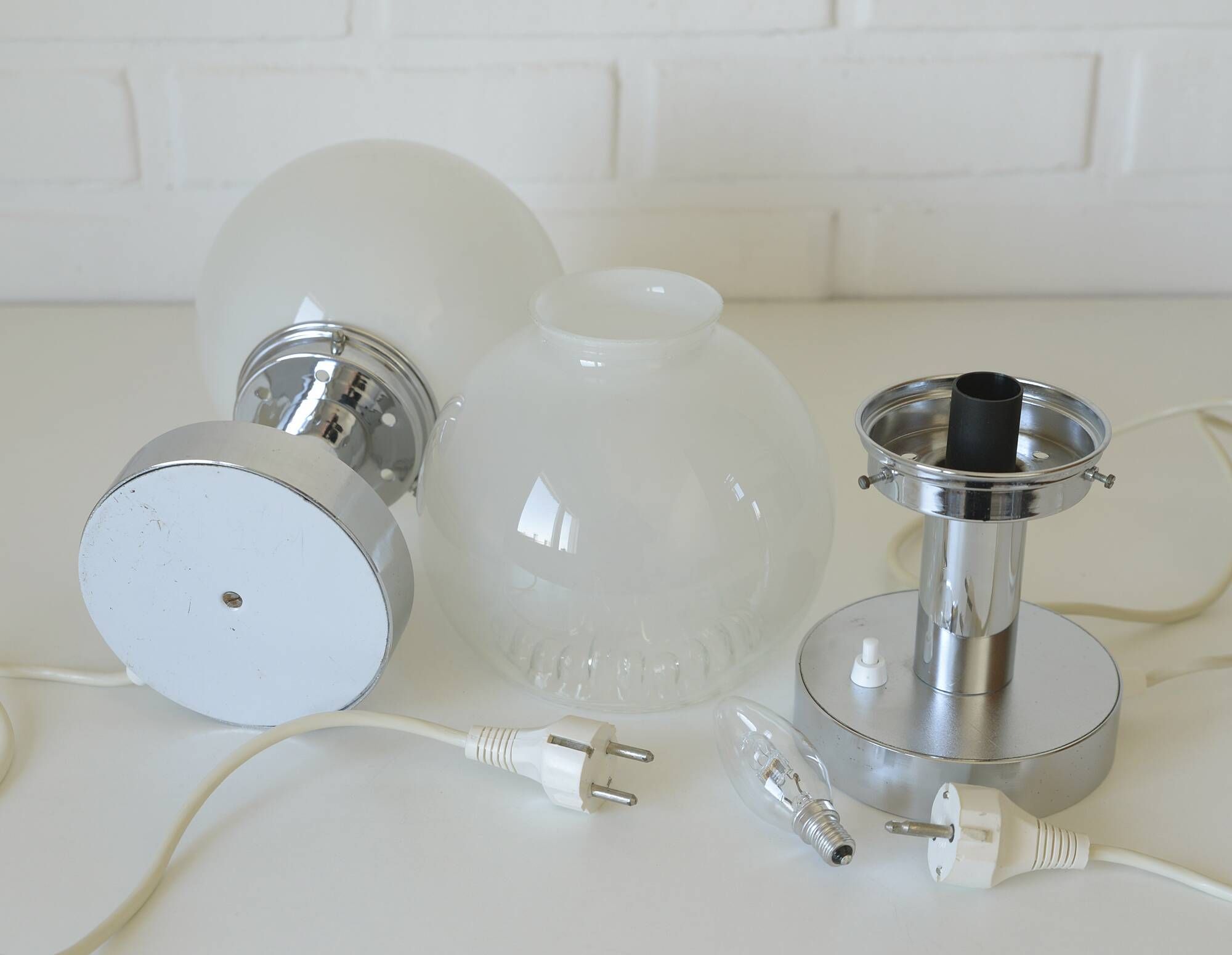 Vintage Pair of Bedside Lamps Mid Century Modern Light Fixture Murano Glass