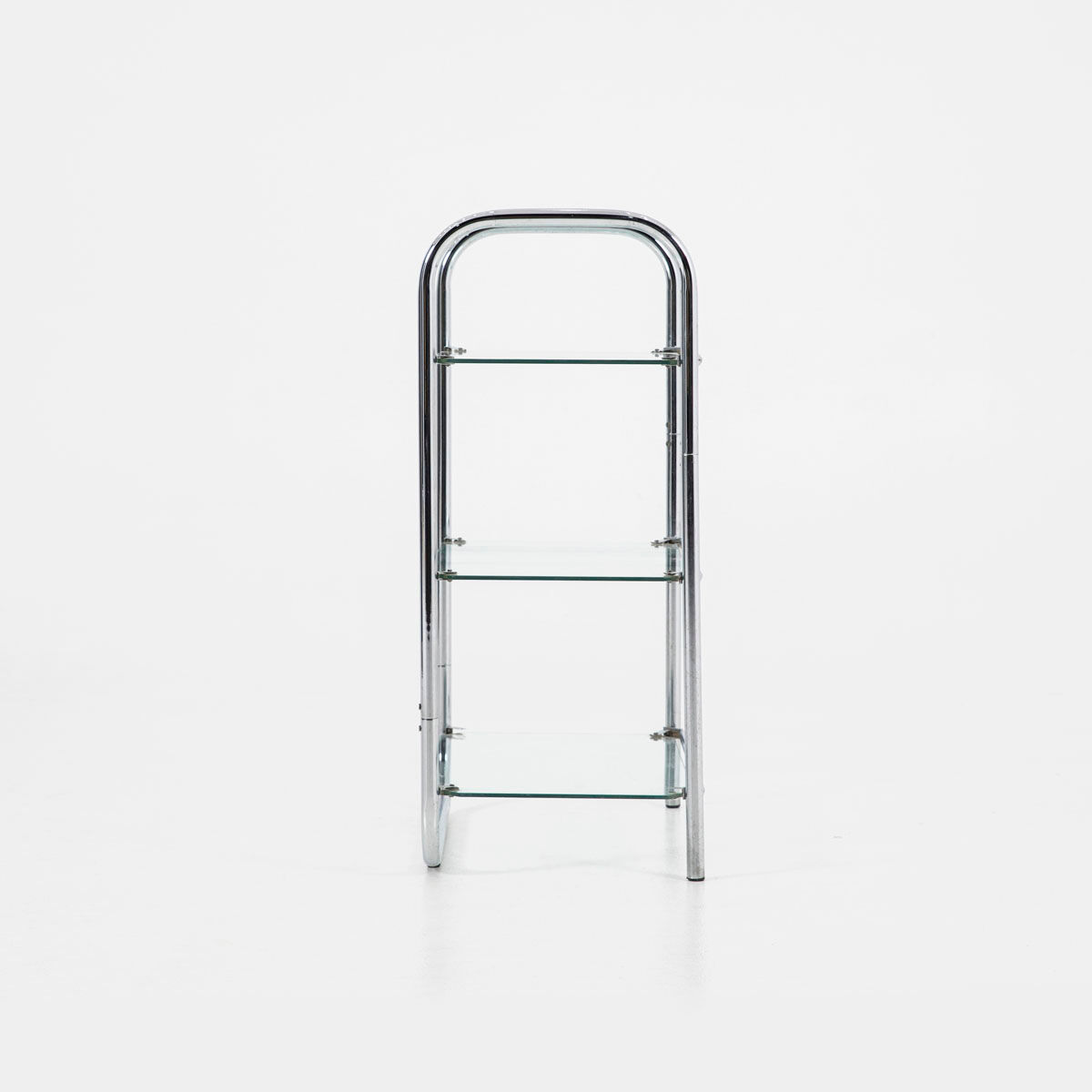 Chrome and glass shelf in Bauhaus style, 1970s