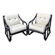 Set of two vintage black and white bamboo chairs.