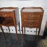 Pair of Louis XV style bedside tables in marquetry