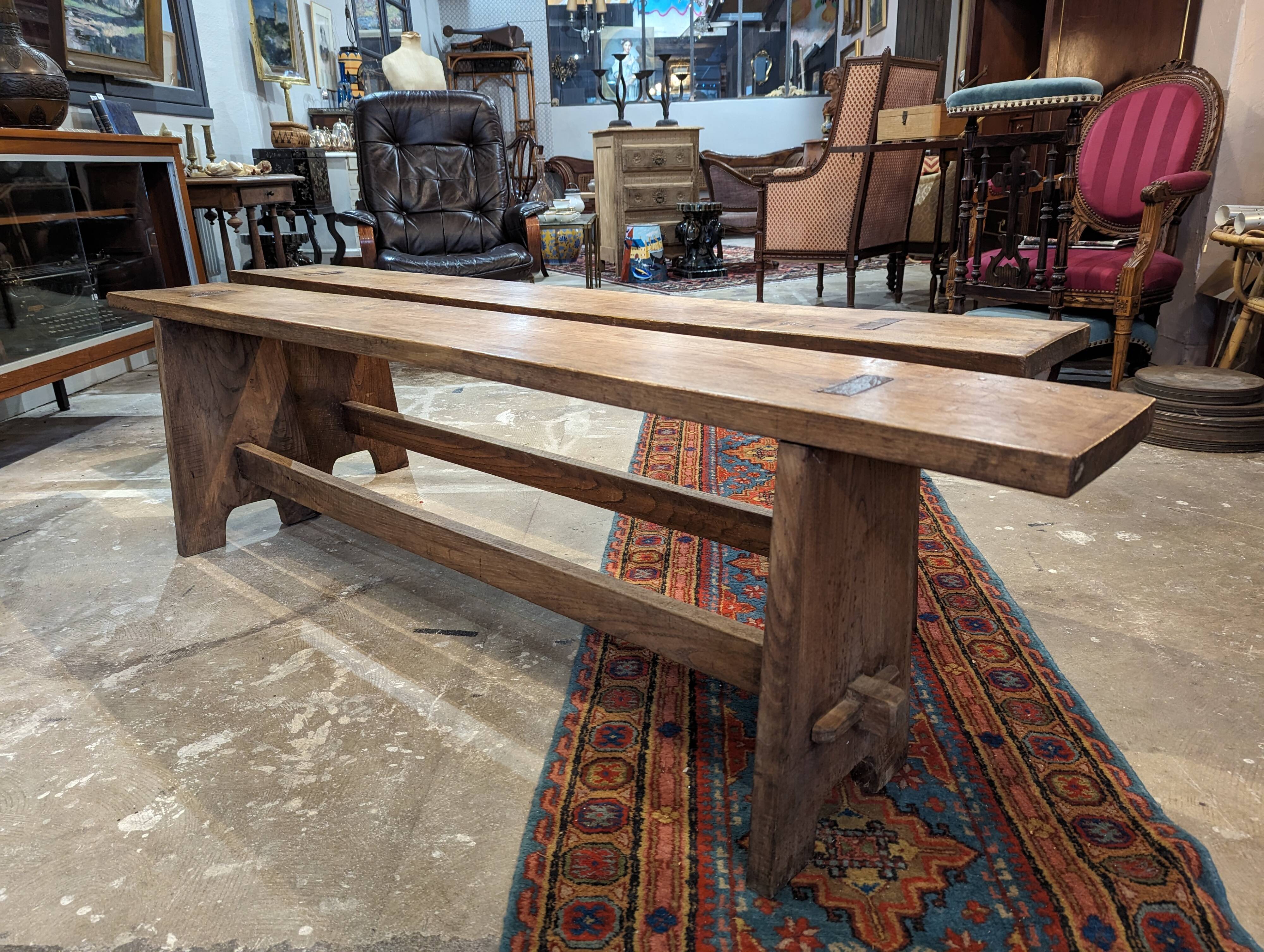 Pair of chestnut benches