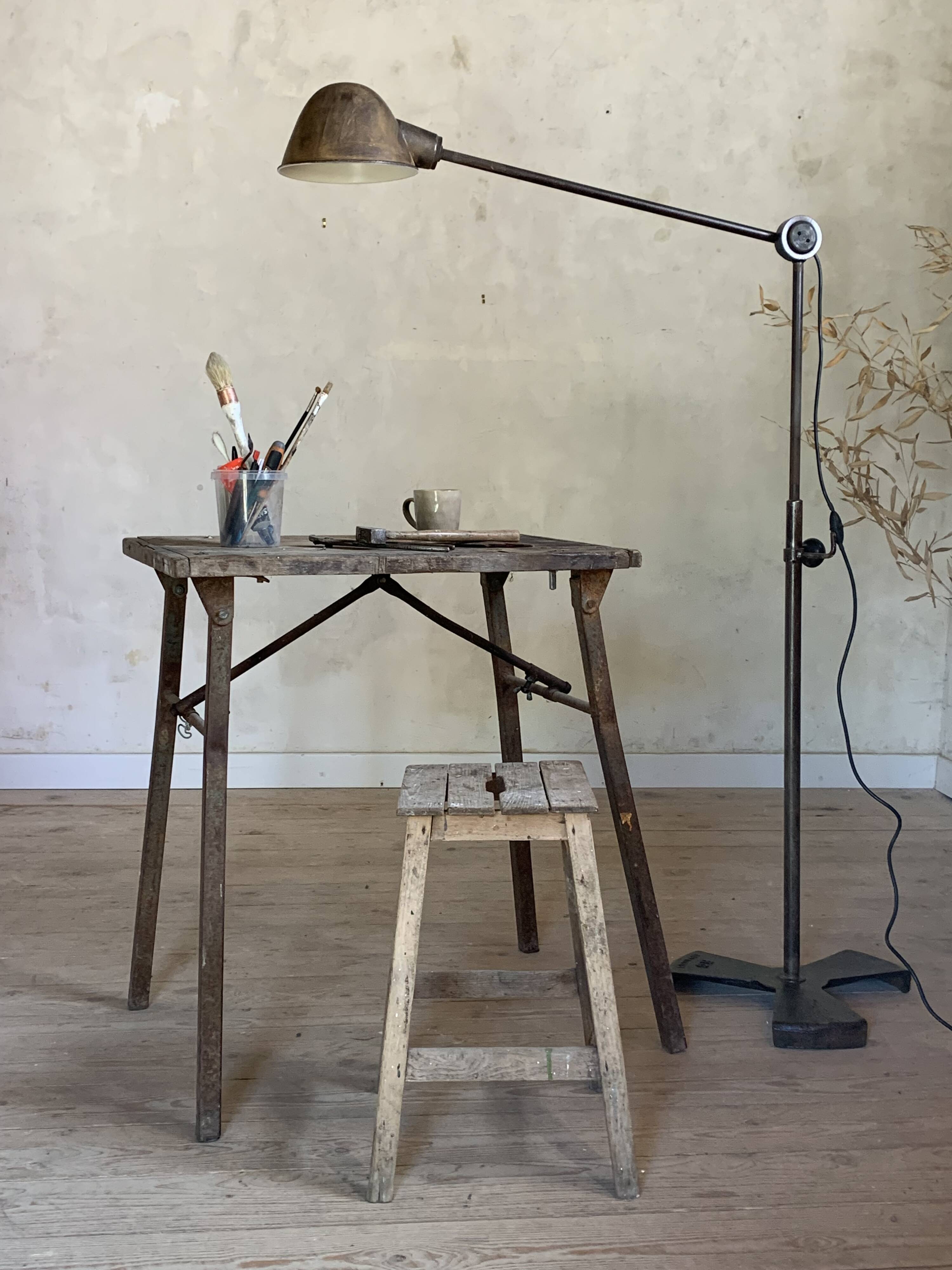 Vintage industrial workshop floor lamp