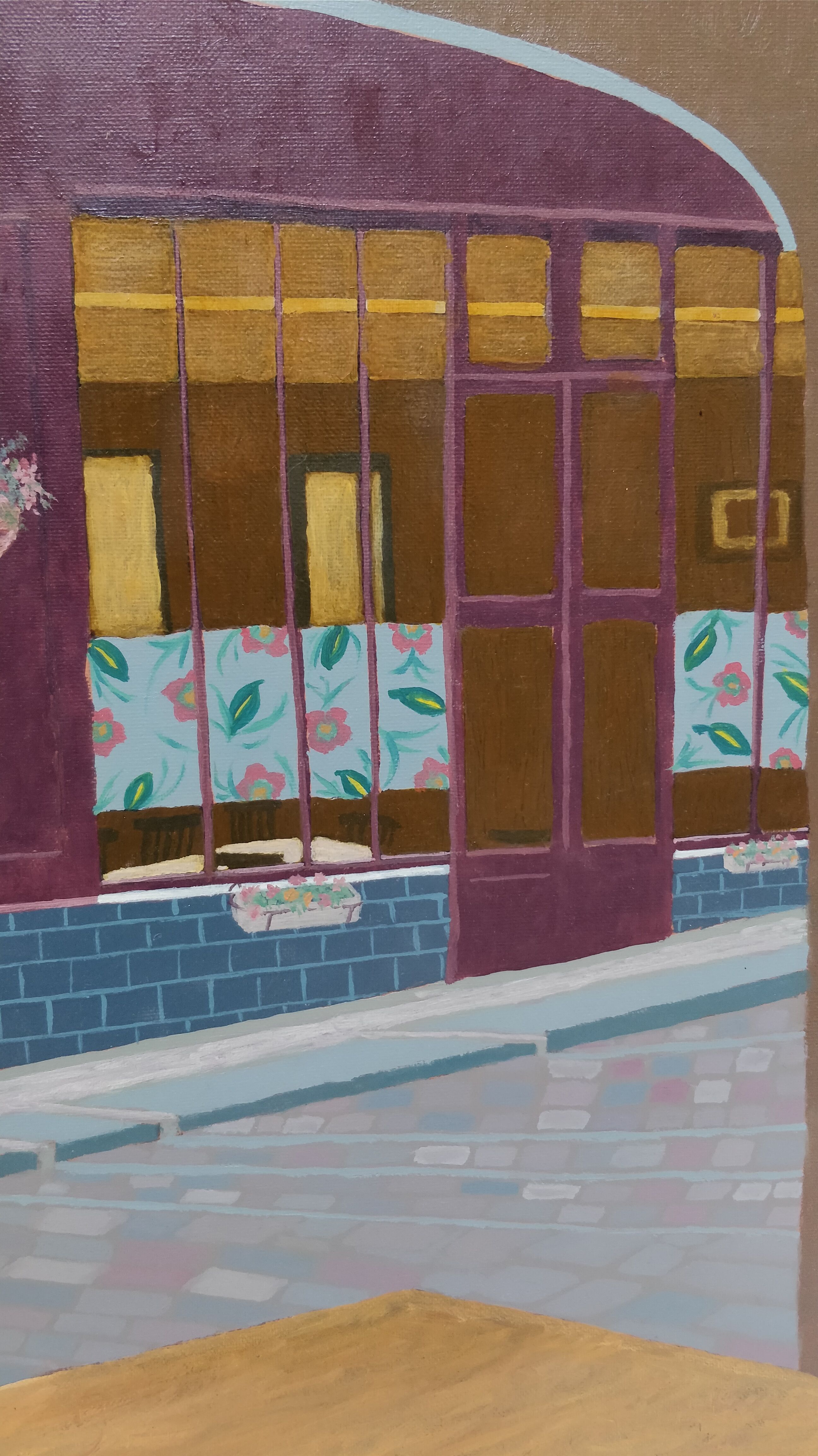 Naive painting restaurant or brasserie façade