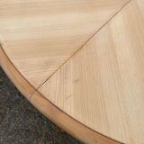 Louis XV style oval extendable round table renovated in raw wood