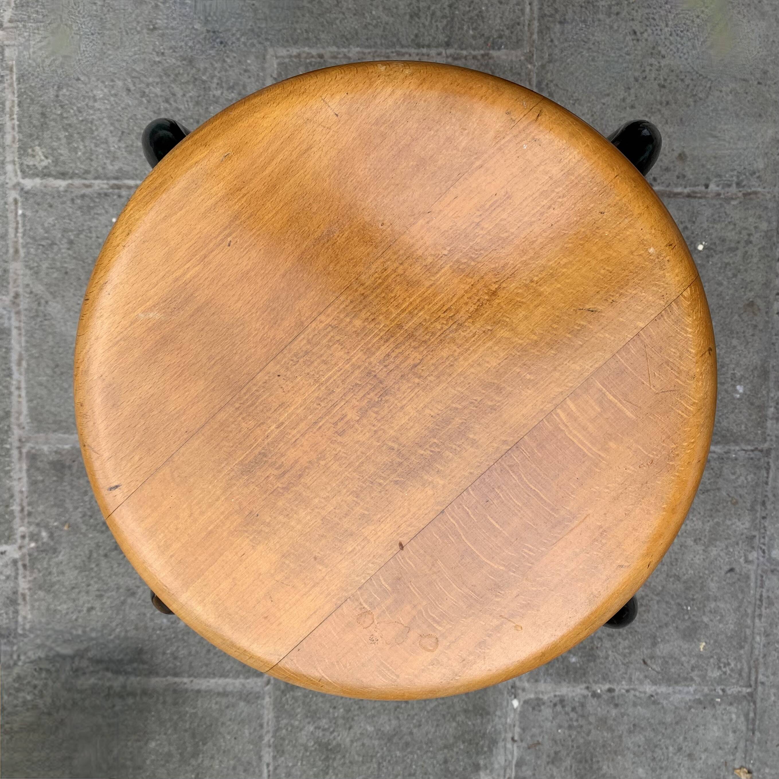 Vintage industrial stool in wood and metal