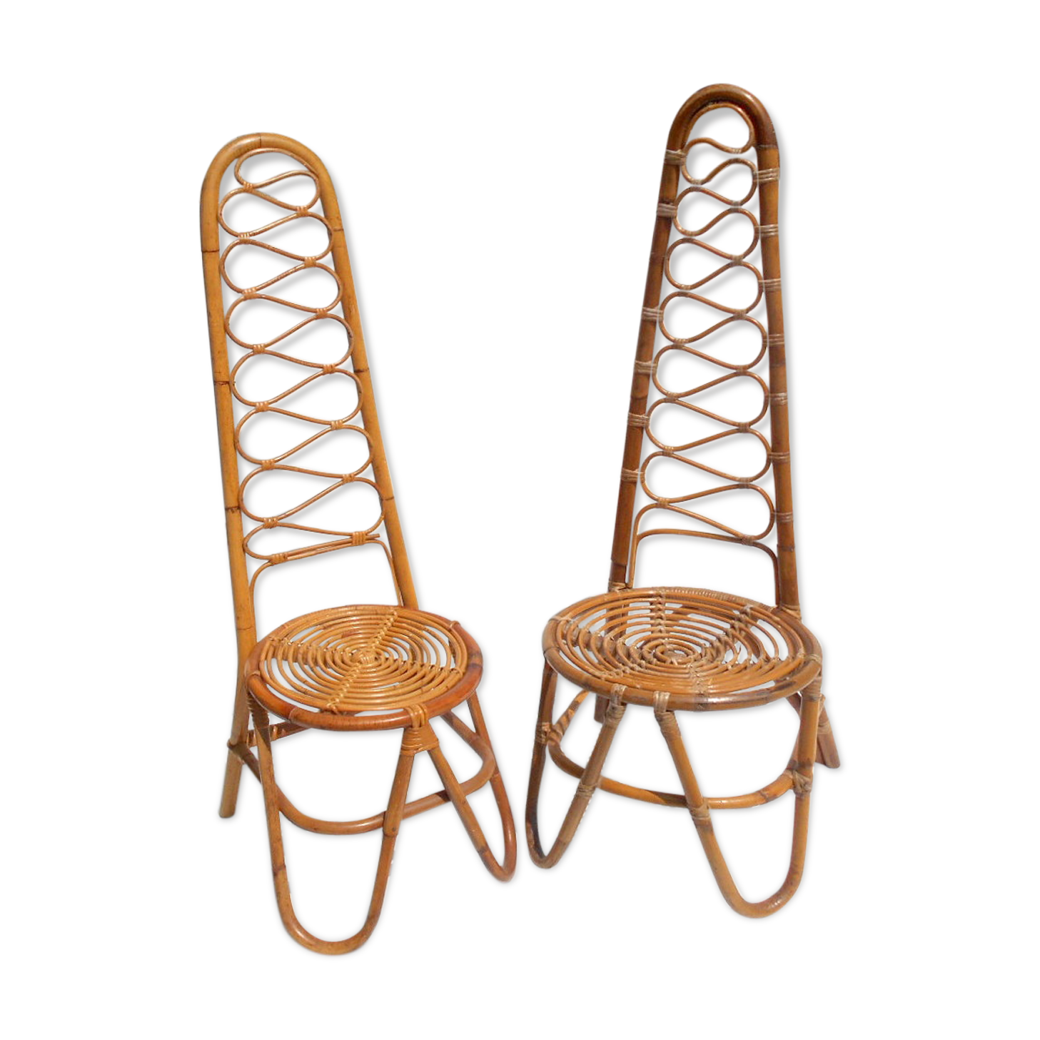 Set of two differents rattan garden chairs by Vittorio Bonacina, 1950s