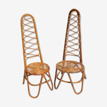 Set of two differents rattan garden chairs by Vittorio Bonacina, 1950s