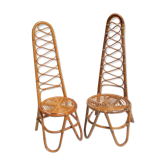 Set of two differents rattan garden chairs by Vittorio Bonacina, 1950s