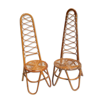Set of two differents rattan garden chairs by Vittorio Bonacina, 1950s