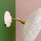Vintage wall lamp with white clichy glass shade