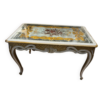 Glass églomisé center table