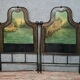 Pair of cast iron beds with hand-painted decorations period