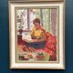 Original Swedish Oil on Panel – “Woman Reading Book” by Einar Emland