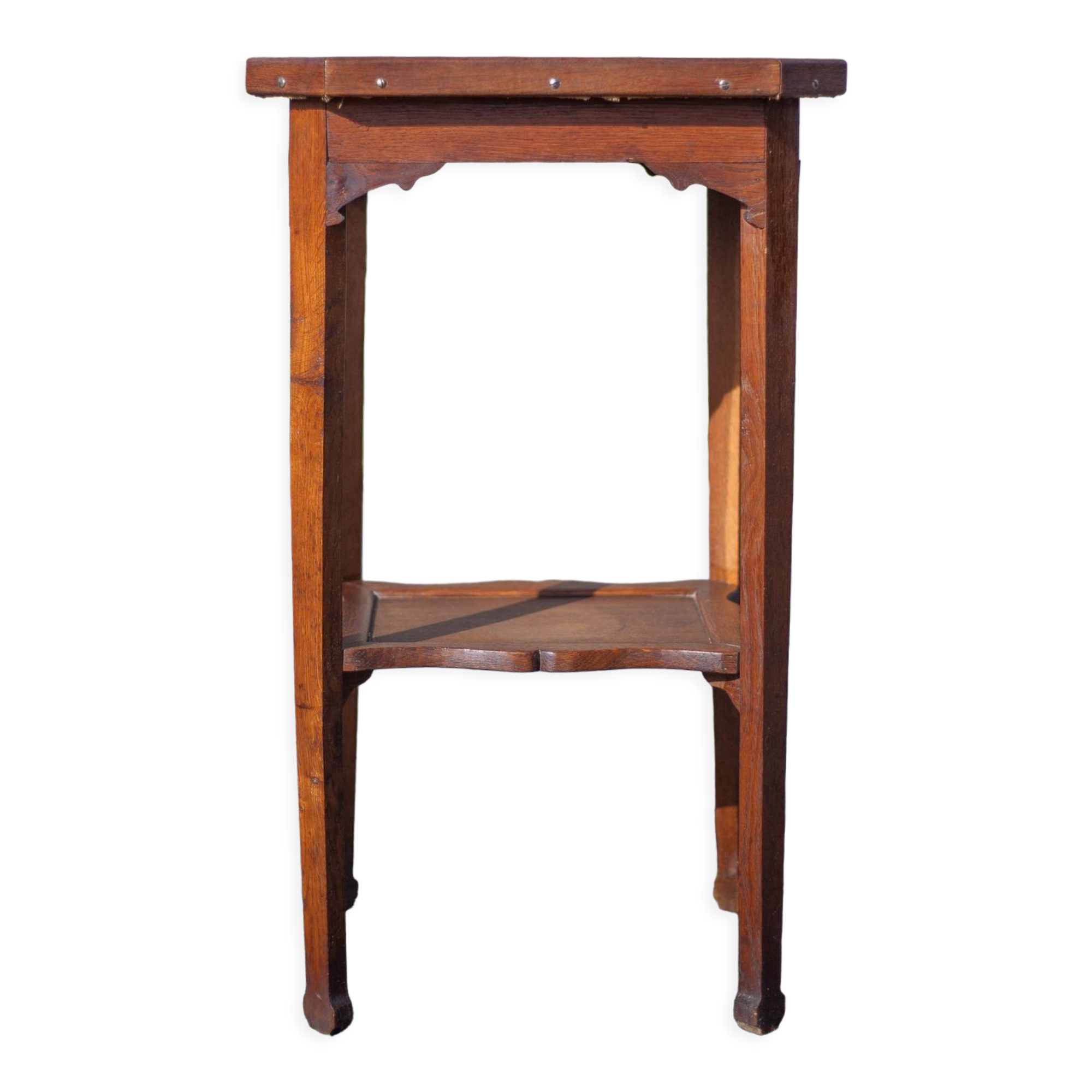 Antique wood pedestal table, 30