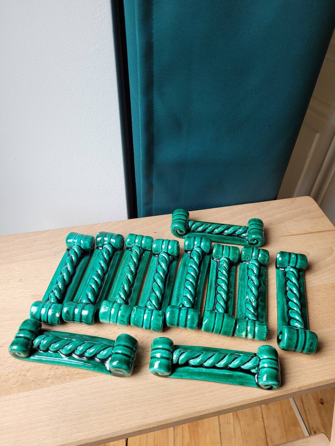 Set of 11 Vallauris glazed porcelain knife holders