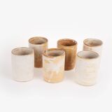 6 Handcrafted stoneware cups. Very good state