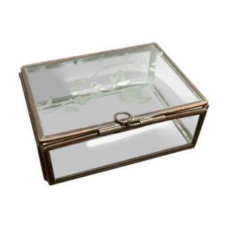 Vitrine boîte à bijoux en verre et laiton