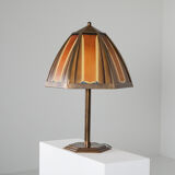 Lampe art déco en bronze et verre coloré, Pays-Bas - années 1920
