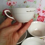 Lot de 4 tasses anciennes Motif feuilles de chêne jaune vintage