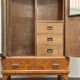 Cubist Art Deco wardrobe in burl 1940s modernist design
