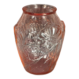 Old art deco vase sn pressed glass pink, 30