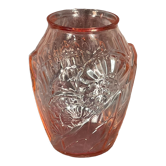 ancien vase art déco sn verre pressé rose, années 30
