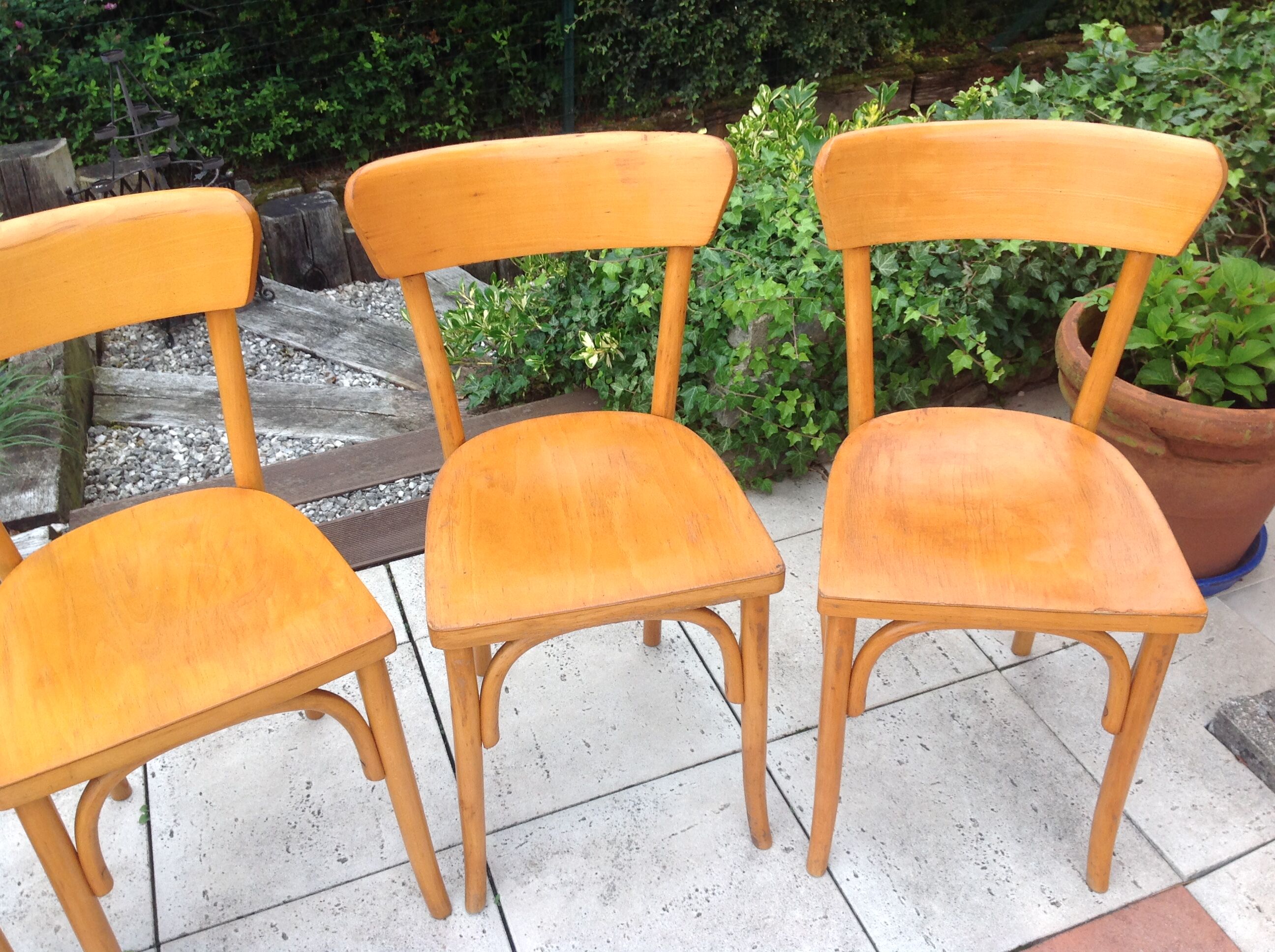Suite of five bistro chairs feet with hoops / vintage 50s-60s