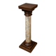 Column-shaped pedestal, made of solid wood and faux marble paint.