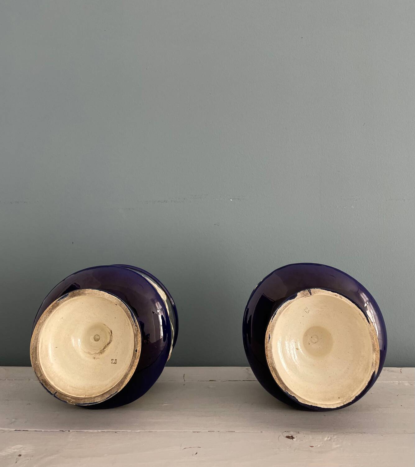 Two Thomas Sergent planters in Palissy majolica