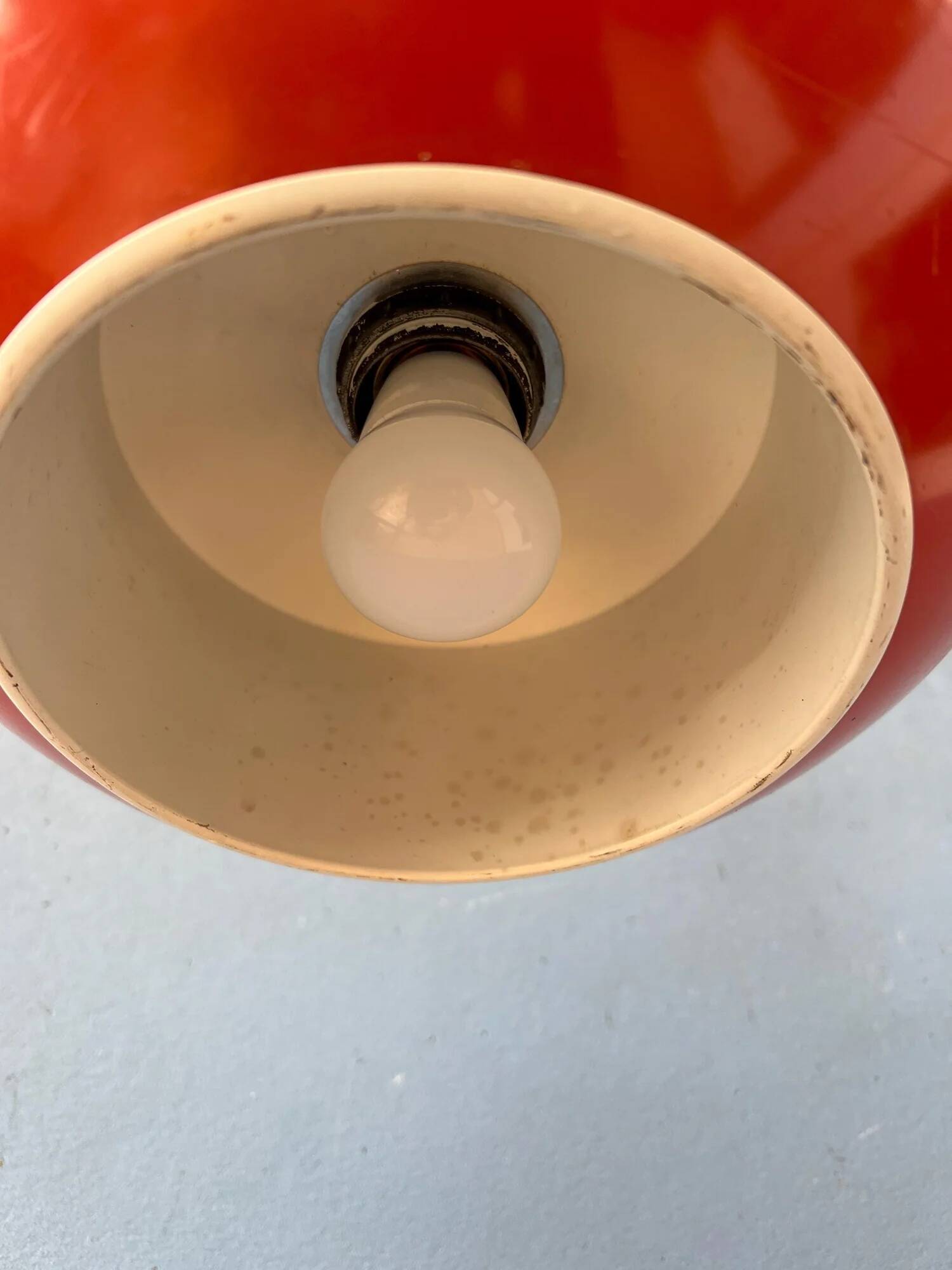 Small red and chrome space age pendant lamp