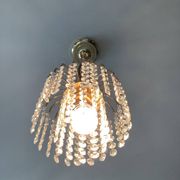 Small vintage brass chandelier with crystal droplets
