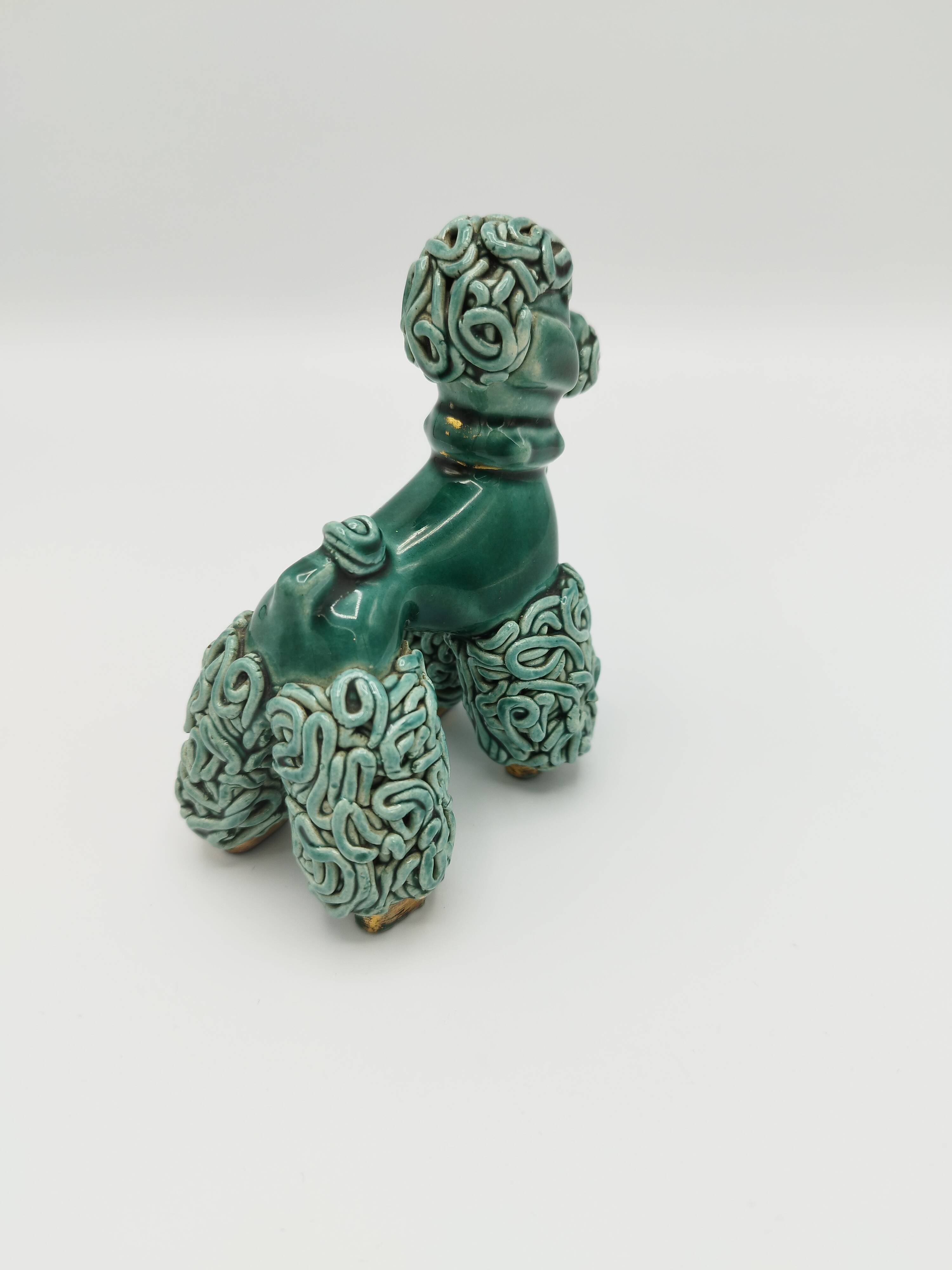 Lot of 2 royal poodles in 1960s spaghetti ceramic