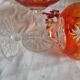 Five antique orange cut crystal champagne glasses with grape cluster decoration Poland